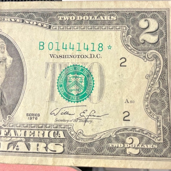 1976 Star Note $2 Low # B01441418 * #205897598327 - Picture 5 of 6